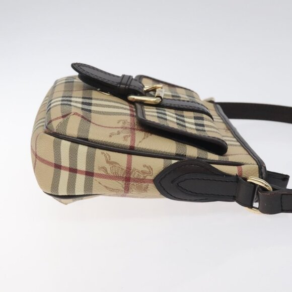 BURBERRY Nova Check Shoulder Bag PVC Beige Gold Auth - Picture 5 of 16